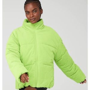 Brand New, Never Worn Corduroy Stage Puffer - Celery/ Bright Green. Size Large